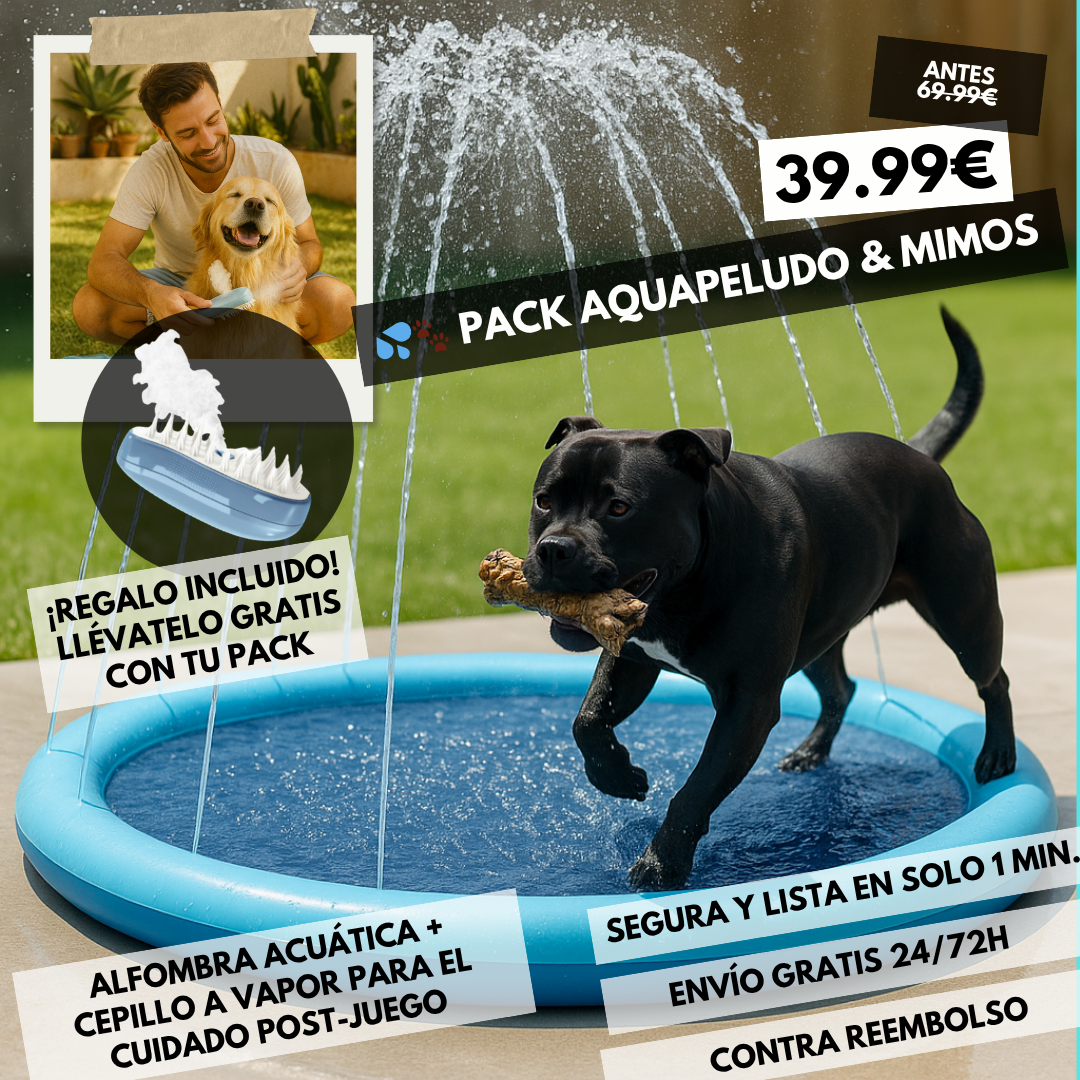Pack alfombra aspersora Aquapeludo & Mimos