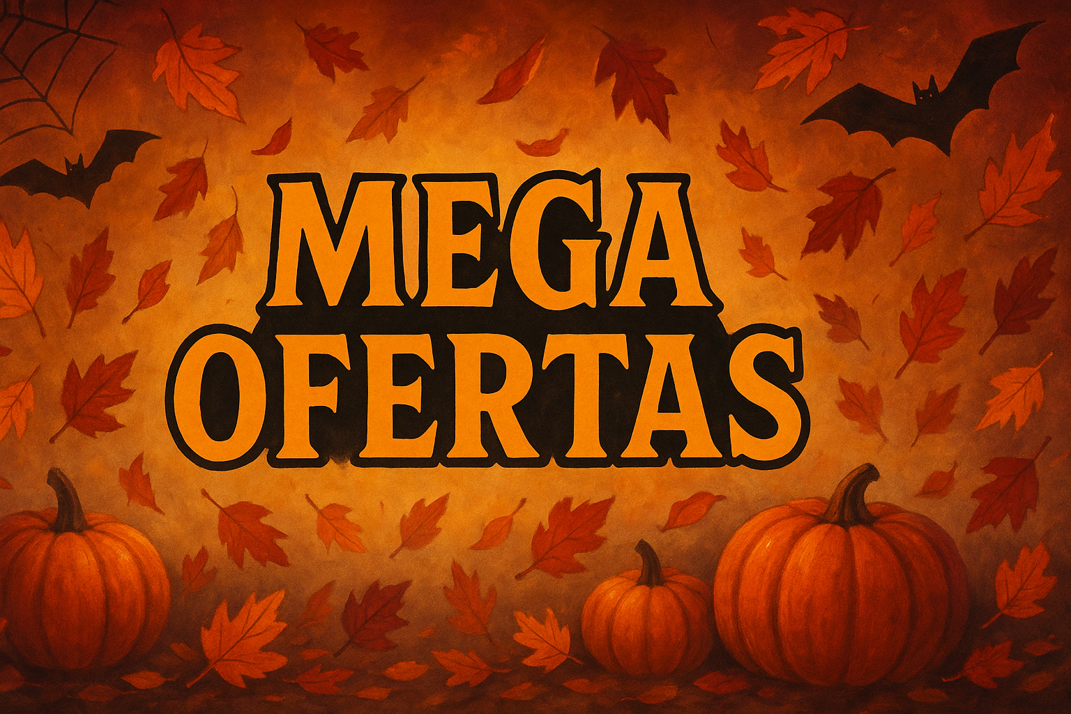 creame una igen de portada otoñal con referencia a halloween que esta cerca y destaque las mega ofertas 